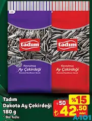 TADIM DAKOTA AYÇEKİRDEĞİ 180 G fiyat ve kampanya bilgisi